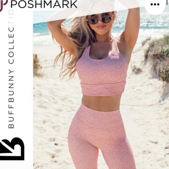 🌸BUFFBUNNY PINK Bossy Print/Pink Dalmatian🖤Small Monarch Bra & M Legging Set🌸 - Picture 5 of 13